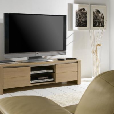 meuble-tv-bois-chene-clair-2-portes-niches-francais-ateliers-de-langres-magasin-meubles-gibaud-cambresis-nord