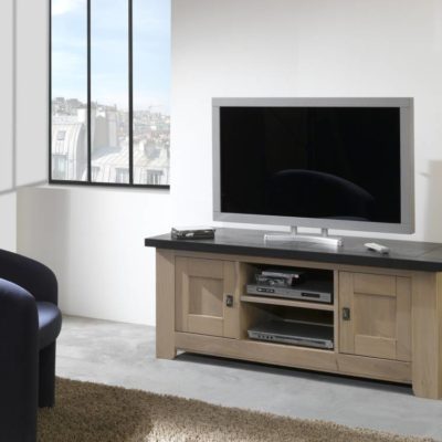 Meuble TV 2 portes 100% chêne massif Ateliers de Langres – WHITNEY