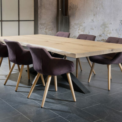 Salle-a-manger-table-Trunk-plateau-bois-chêne-massif-pied-metal-style-industriel-meubles-gibaud