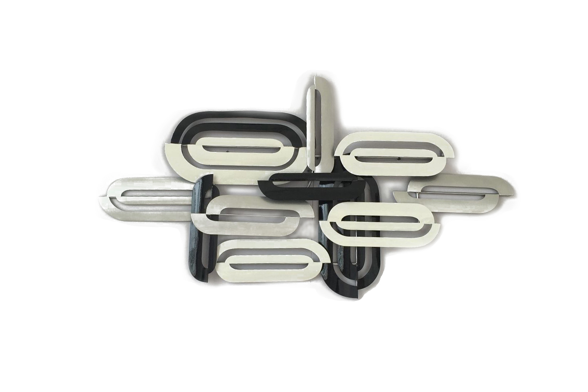 Decoration Murale Geometrique Sculpture Noir Blanc Gris