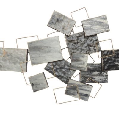 deco murale metal formes effet gris or