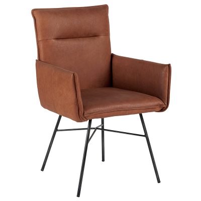 chaise-cuir-camel-pieds-métal-casita-meubles-gibaud