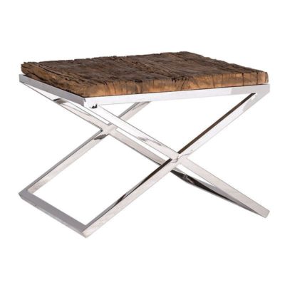 -Bout de canapé en bois brut et métal chromé par Richmond Interiors – KENSINGTON