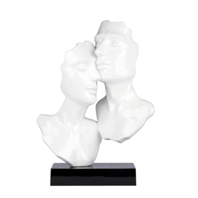 Sculpture déco couple visages blancs ou gris design Socadis – TENEREZZA