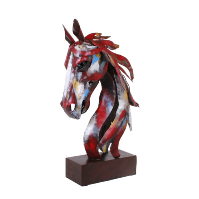 Statue métal couleurs 75cm design Socadis – TÊTE DE CHEVAL PIGMENT