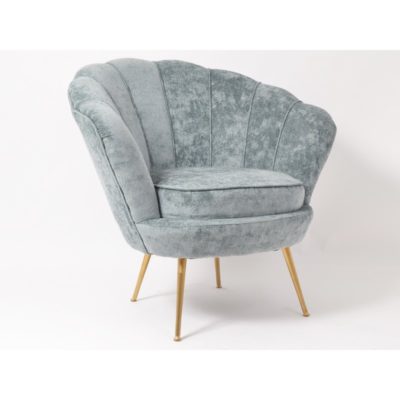 Fauteuil coquillage design en tissus velours