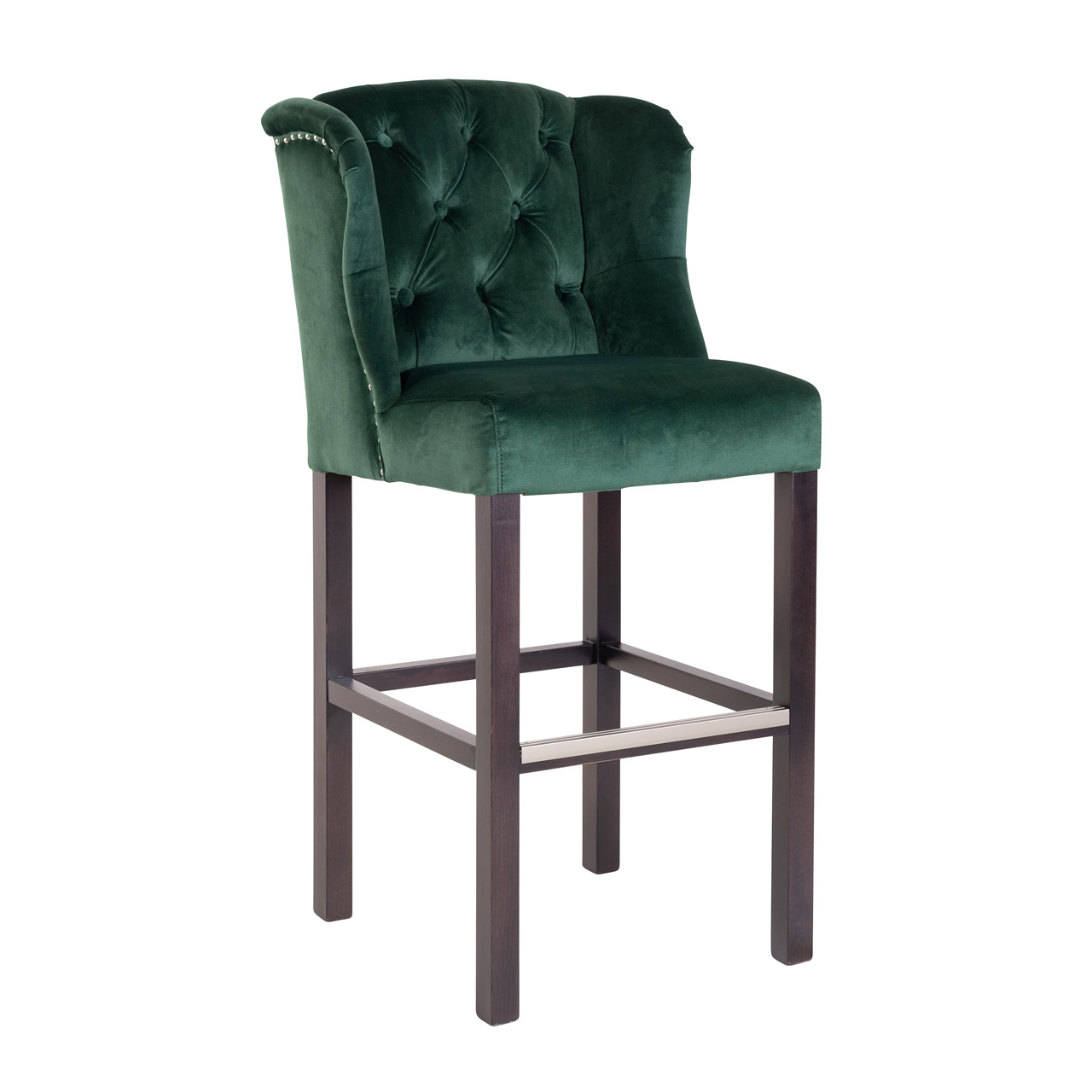 chaise haute de bar tissu qualite clous argents poignet ronde dos daisy