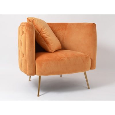fauteuil velours orange