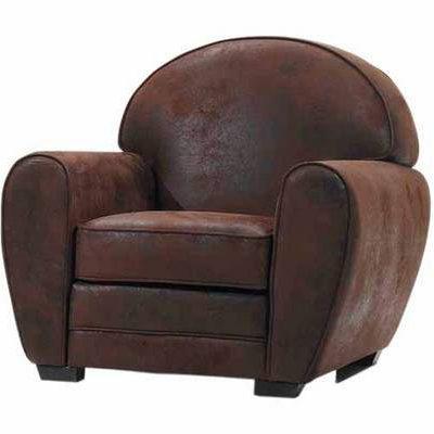 Fauteuil CLUB tissu marron vintage