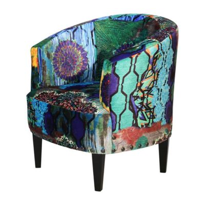 Petit fauteuil ARMONY tissu motif bleu-violet