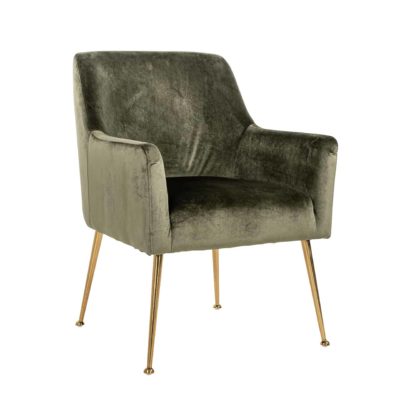 Chaise en tissu velours vert, noir, gris ou bouclé blanc pieds métal or – Richmond Interiors – HARPER