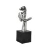 STATUE VISAGE GRIS ARGENT MIROIR