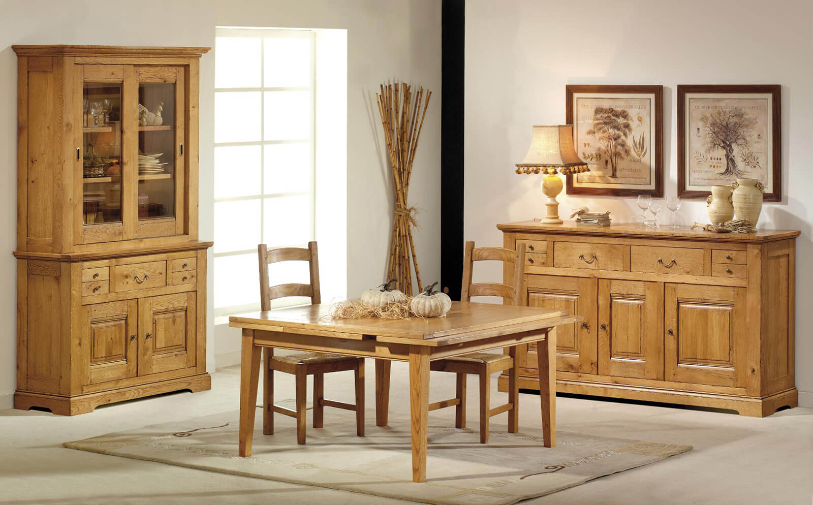 Ensemble de meubles table et 4 chaises de rangement Pocket en bois – Naturel