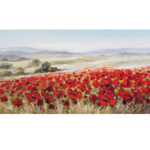 Tableau peint main PAYSAGE AVEC COQUELICOTS