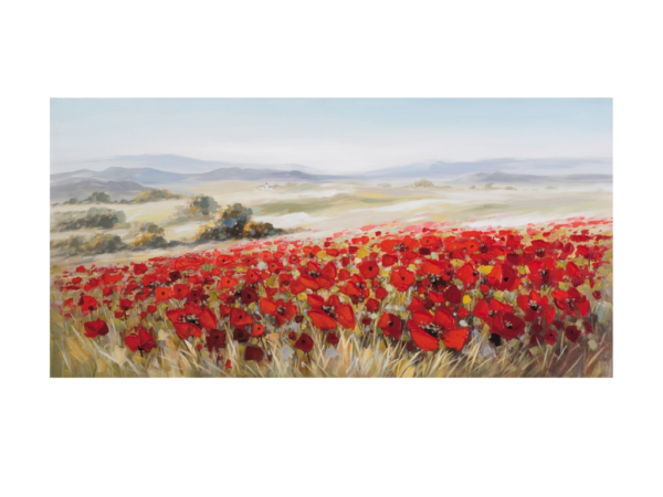 Tableau peint main PAYSAGE AVEC COQUELICOTS