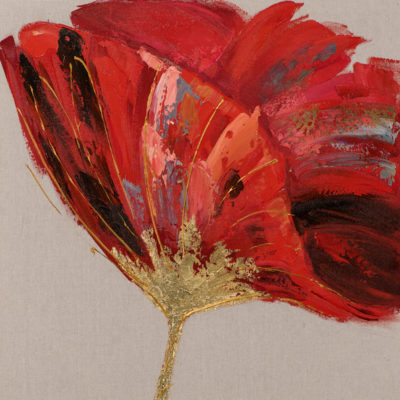 tableau-peinture-coquelicot-rouge-or-fleur-deco-bois&deco-magasin-nord-meubles-gibaud-cateau-cambresis
