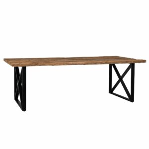 Table KENSINGTON plateau bois brut et pieds métal noir mat
