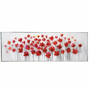 Peinture coquelicots sur toile encadrée -grande deco murale originale colorée