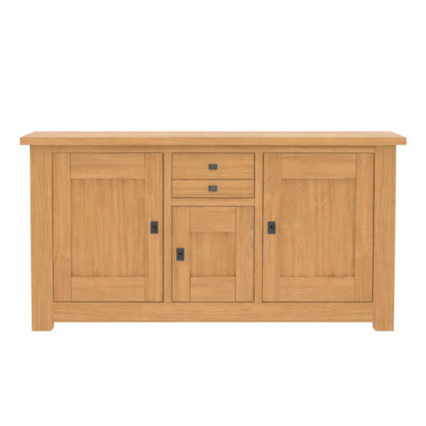 Bahut WHITNEY 3 portes en chêne massif fabriqué par les Ateliers de Langres en France. Chêne naturel