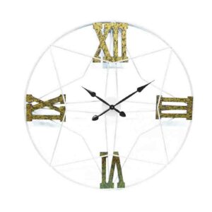 grande horloge originale chiffres romains blanc or