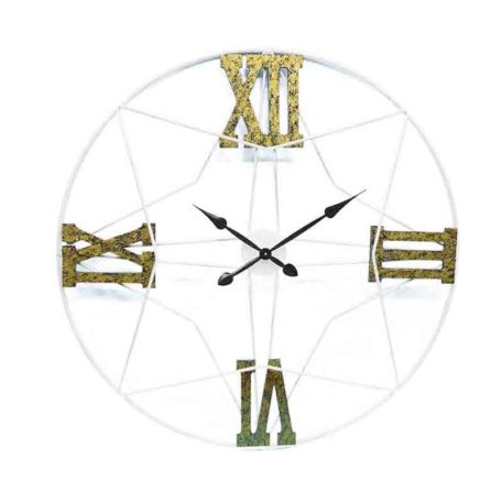 grande horloge originale chiffres romains blanc or