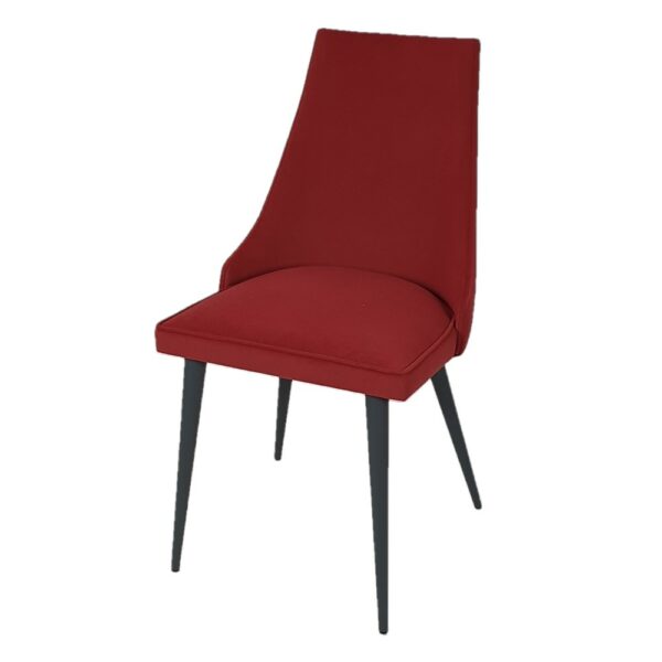 chaise tissu rouge bordeaux pieds metal