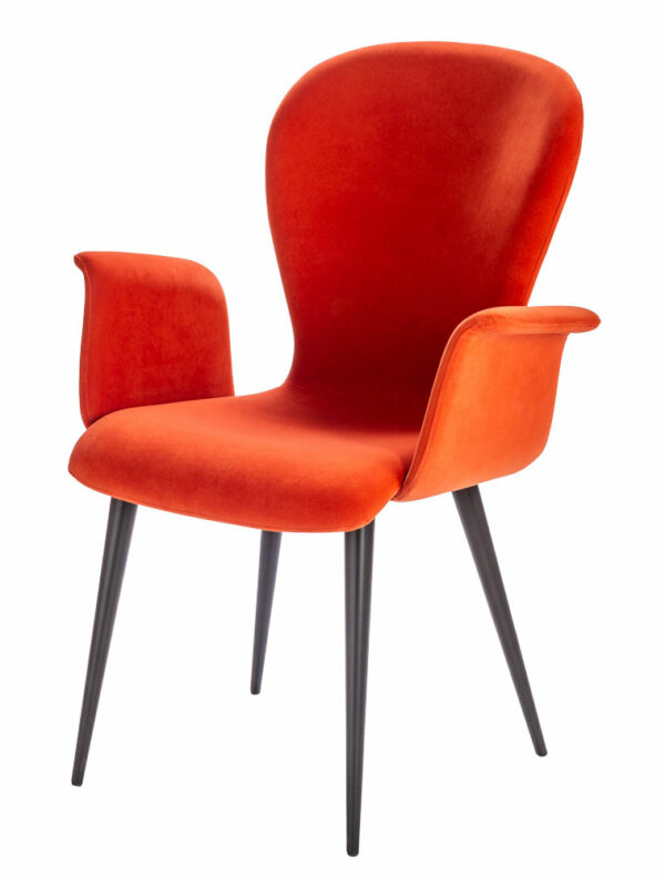 chaise-coque-design-lila_pied_metal-accoudoir-tissu-orange-lelievre