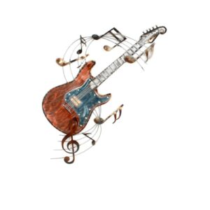 Decoration murale en metal GUITARE COLORE ET PARTITION