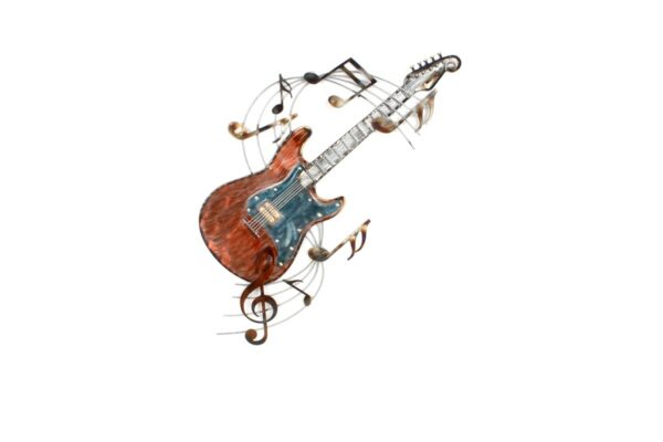 Decoration murale en metal GUITARE COLORE ET PARTITION