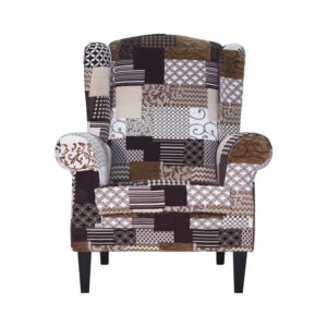 fauteuil bergère tissu marron beige