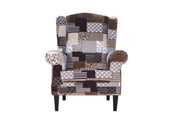 fauteuil bergère tissu marron beige