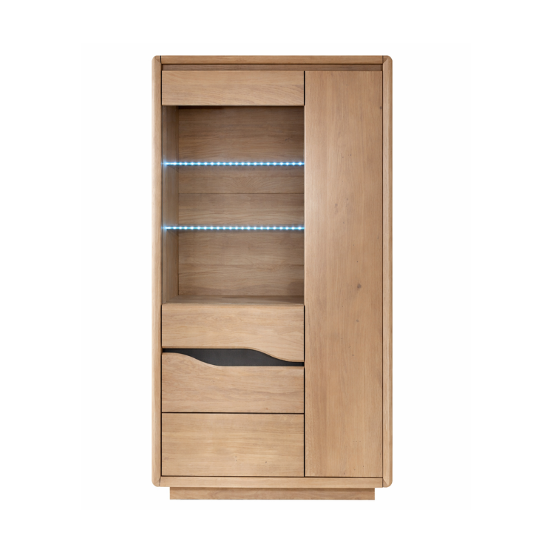 Vitrine CERAM en chêne massif fabriquée par les Ateliers de Langres