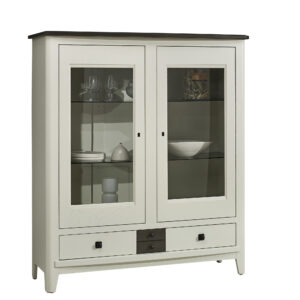 vitrine chene massif blanc gris