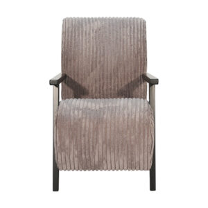 Fauteuil BIMBOU tapissé d'un tissu velours taupe