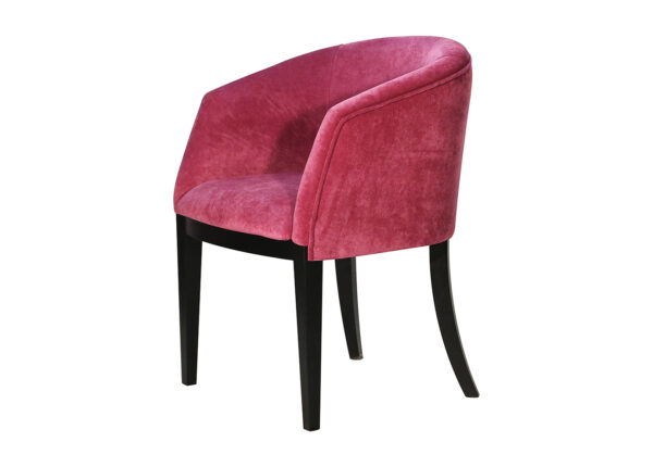 Fauteuil rose pieds noirs