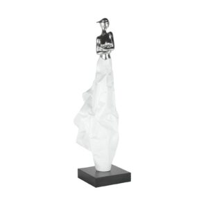 statue déco femme robe drapée plissée blanche