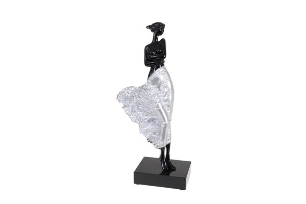 Statue femme robe drapée SENSUALITA noir argent