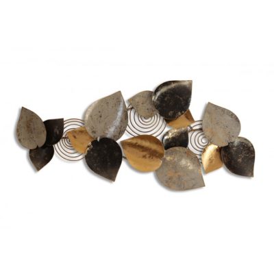 deco metal feuillages feuilles or dore bronze