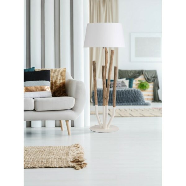 Lampadaire bois abat-jour blanc JOSS maison de vacances deco bord de mer