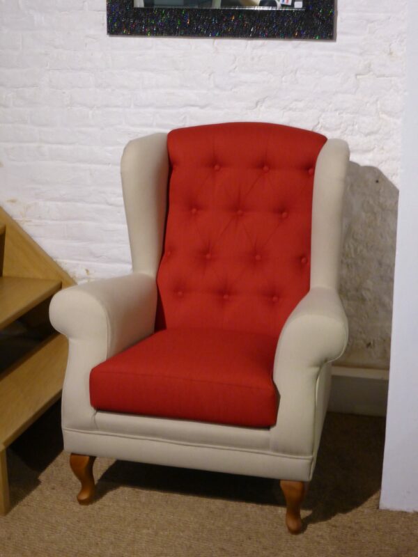 fauteuil don louis tres confort rouge beige