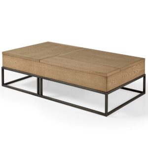 Table basse moderne relevable rectangulaire BOHÈME bois et métal noir