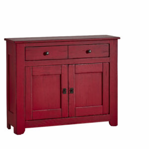 meuble rangement bois chene massif rouge