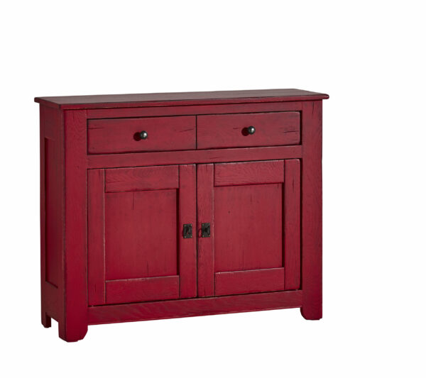 meuble rangement bois chene massif rouge