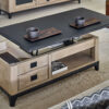 table basse ambiance salon industrielle noir bois