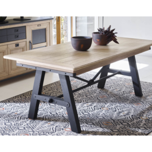 Table de salle à manger de la collection INDUS bois chêne et métal