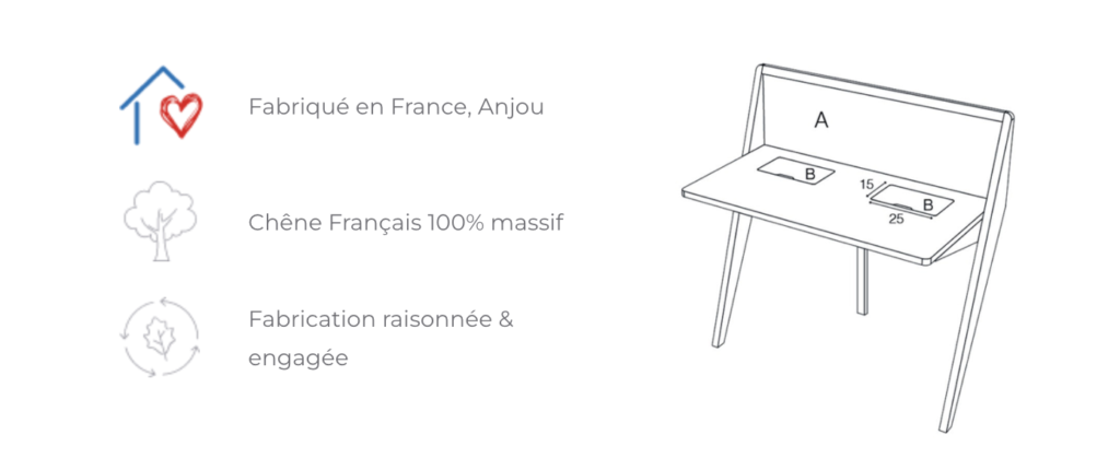 bureau moderne bois massif made in france