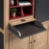 Bibliothèque design industriel bois métal noir avec table de bureau