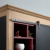 Bibliothèque design industriel bois métal noir avec table de bureau