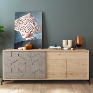 enfilade bahut moderne bois chêne mosaïque gris chêne clair