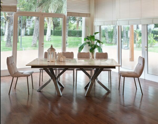 Table de salle à manger design en céramique dekton avec 2 pieds originaux KRON RECT par PURE DESIGNS